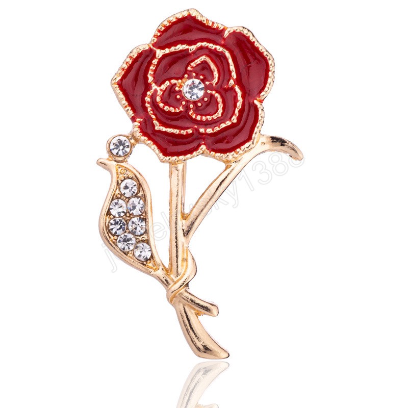 Broches de fleurs rouges pour femmes, élégantes, œillets de roses, tulipes, Bouquet, épingles à revers, Badge de fête de mariage, bijoux