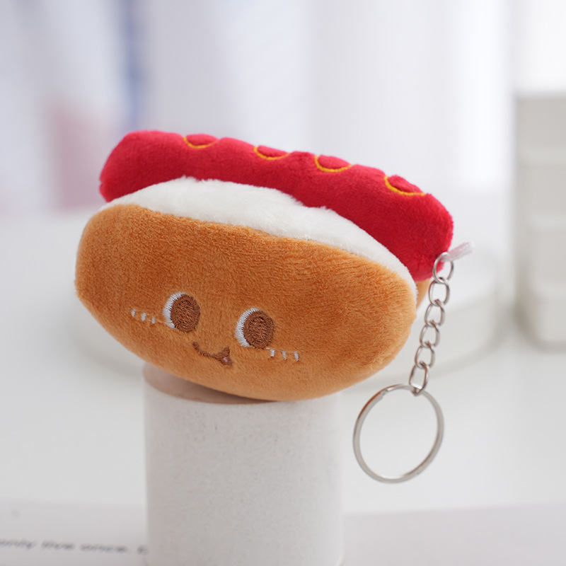 Cute Hamburg Hot Dog Chicken Leg Plush Pendant Small Doll Boutique Grab Machine Doll Bookbag Pendant Keychain