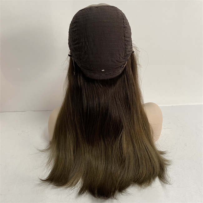 Peruvian Virgin Human Hair Kosher Wigs Silkeslen Straight Ombre Color T2/6 Spets Front Jewish Wig For White Women