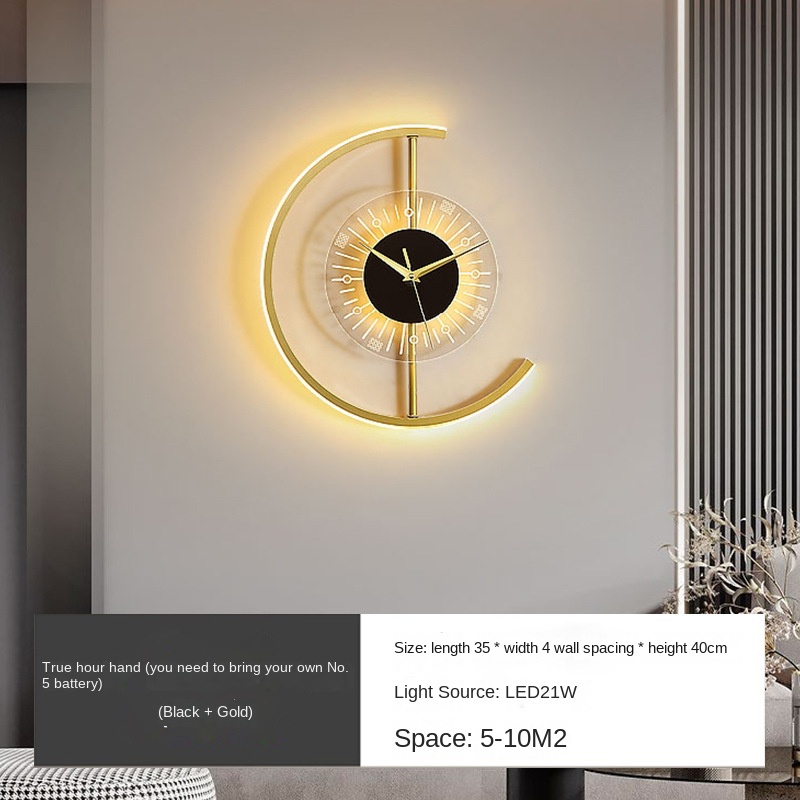 Reloj lámpara de pared dormitorio lámpara de noche luz nórdica lujo creativo sala de estar fondo lámpara de pared modelado pasillo decorativo luces colgantes de pared