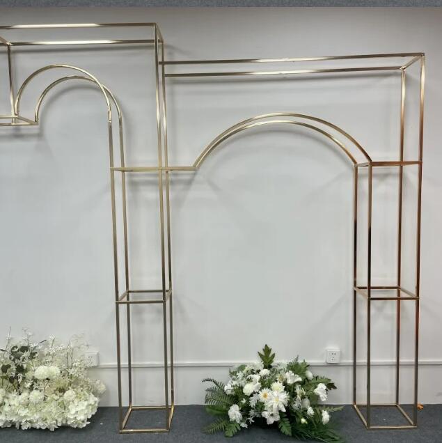 Shiny Gold Decorate Wedding Backdrops Stand Rectangular Arch Stage Decoration Arch Flower Racks DIY Party Decoration