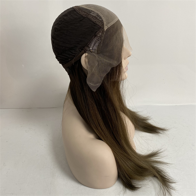 Mongolisk jungfrulig mänsklig hår Kosher peruker silkeslen rak ombre färg T2/6 judisk peruk för vita kvinnor