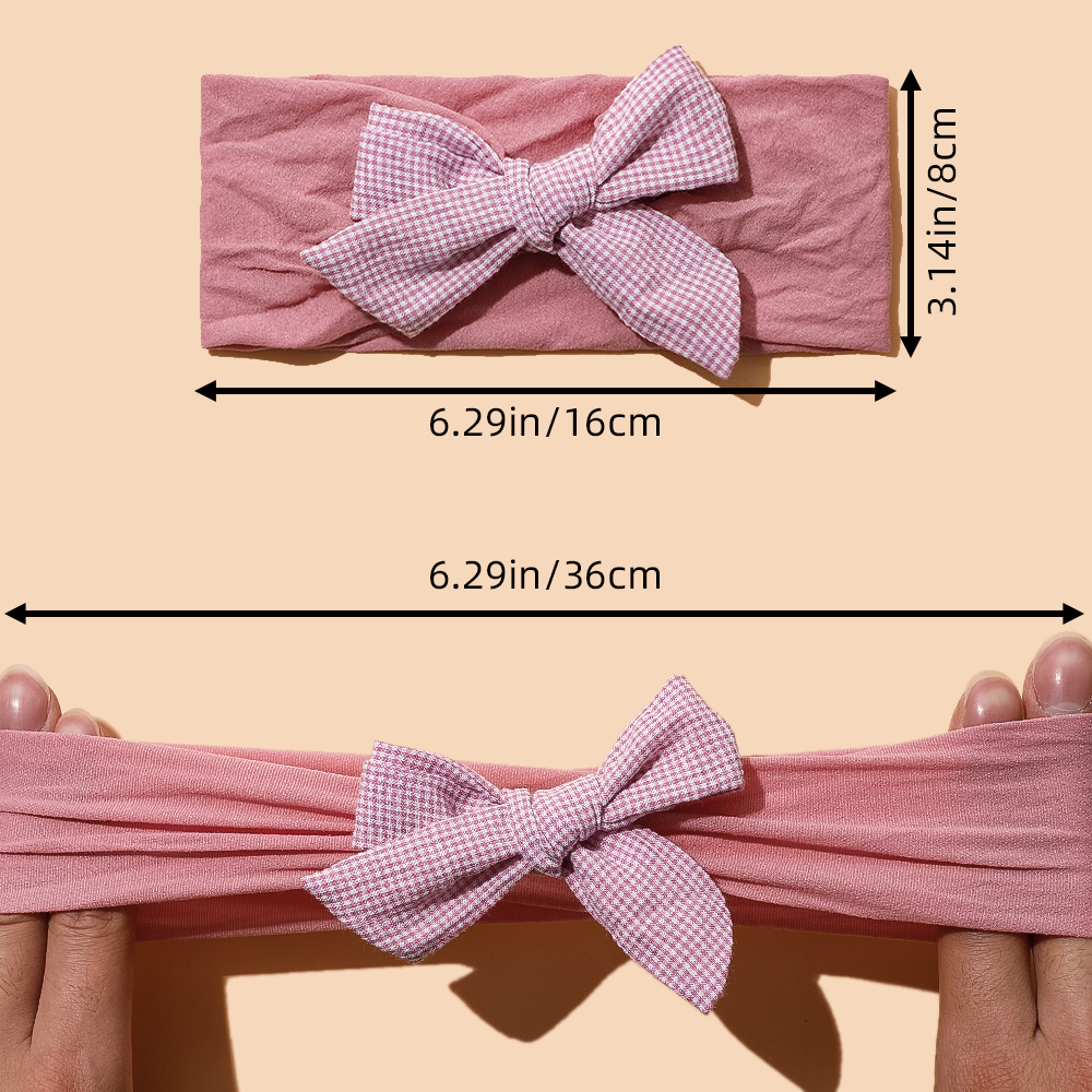 Plaid Tartan Bow Nylon Baby Hoofdband Girls Nylon Hoofdband Kid Haaraccessoires Toddler Soft Headwar Children