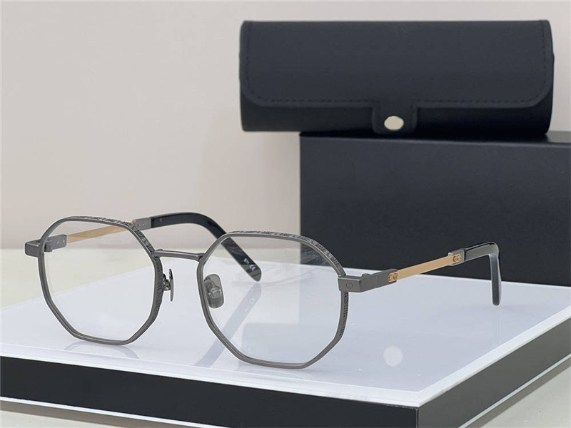 Ny modedesign Polygon Optical Eyewear 080 Metal Frame Simple and Generous Style High End Glass med låda kan göra receptbelagda linser
