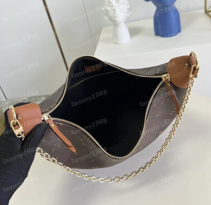 Tammy1988 dames M46311 ruime tas Loop Hobo designer tassen Omgekeerd canvas Koeienhuid lederen bekleding Gouden zakje met ritssluiting Frankrijk ketting halvemaan portemonnee etui