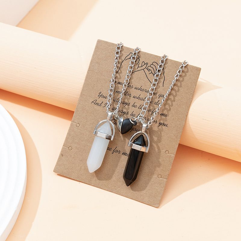 Mode zeshoek hanger ketting paar magnetische ketting natuursteen kristal kwarts hanger ketting sieraden cadeau