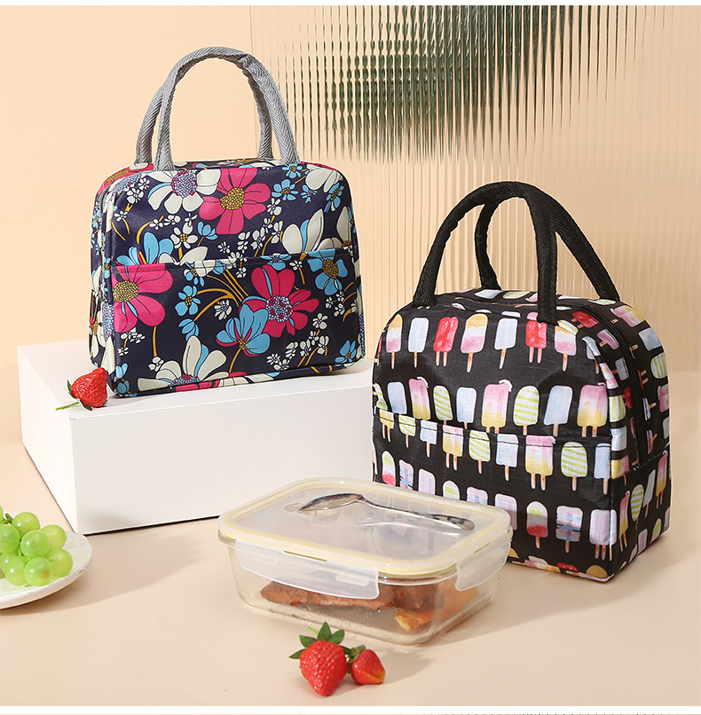 Fashion Pattern Cooler Lunch Bag Insulated Thermal Food Portable Lunch Box Functional Food Picnic Lunch Bags For Women Kids K0702