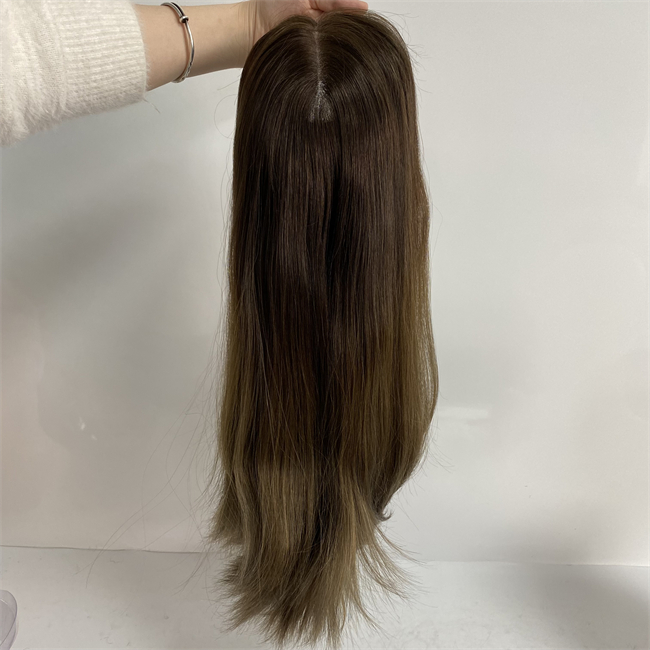 Mongolisk jungfrulig mänsklig hår Kosher peruker silkeslen rak ombre färg T2/6 judisk peruk för vita kvinnor