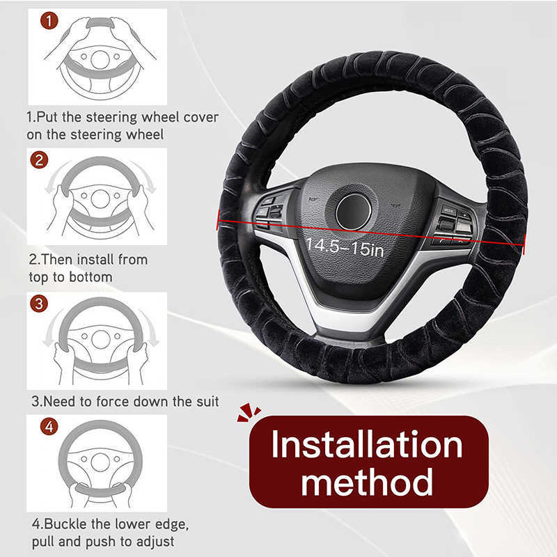 37-39cm Universal Car Steering Wheel Cover Winter Warm Soft Auto Steering Cover Car Interior Styling Decoration Auto Accessories