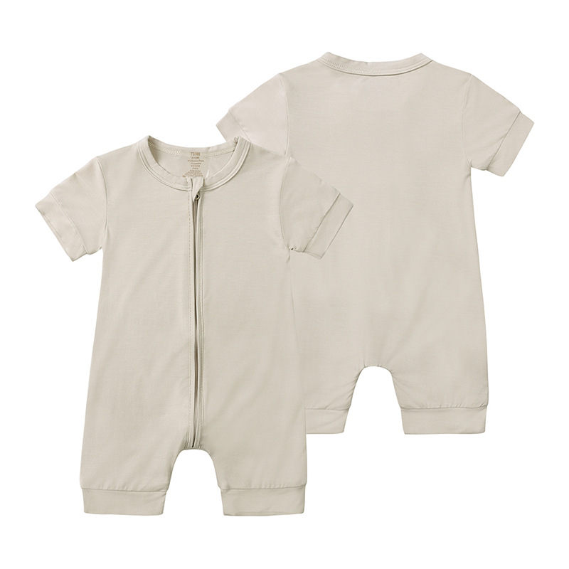 Zachte bamboe vezel baby ritssluiting romper zomer korte mouw babyjongen meisje kleren nieuw geboren oneesies baby jumpsuit meisjes pyjama's pyjama