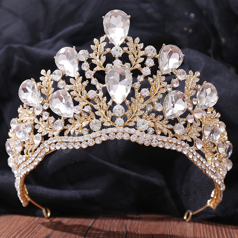 Luxury Water Drop Crystal Tiara Crown For Women Wedding Dress Queen Bridal Bride Crown Headband Hårtillbehör