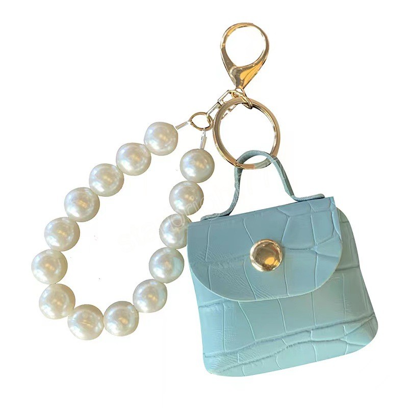Cute Mini Soft Imitate Pearl Coin Purse Key Ring Small Earphone Box Soft Leather Key Organizer Bag Key Ring Wallet Pouch