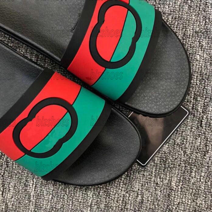 Designer Rubber Slipper 655265 Interlocking G slide sandal For Men Women's Green Red striped Flat Sandals Italy Luxurys Summe229w