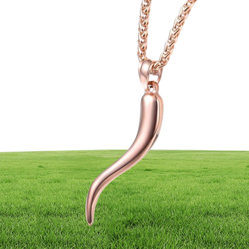 U7 Italian Horn Necklace Amulet Gold Color Stainless Steel Pendants Chain For Men Women Gift Fashion Jewelry P1029309o1563793