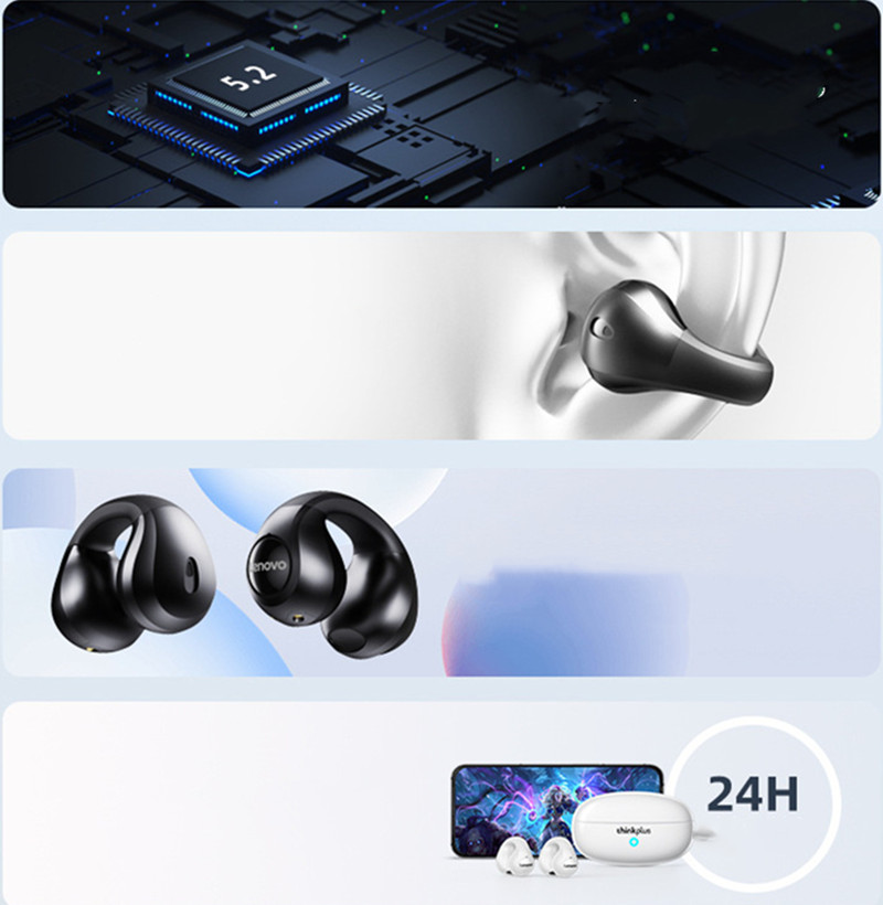 2023 Bluetooth v5.3 Earphones Tws Ear Hook öronproppar Vattentät och brusreducering Trådlös hörlurar med 250 mAh Power Bank -headset för iOS/Android/surfplatta