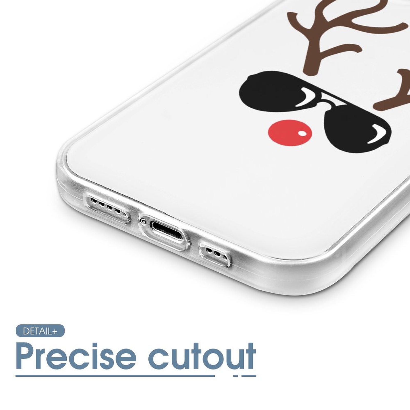 Reinde avec des étuis de téléphone à choc de Noël de lune