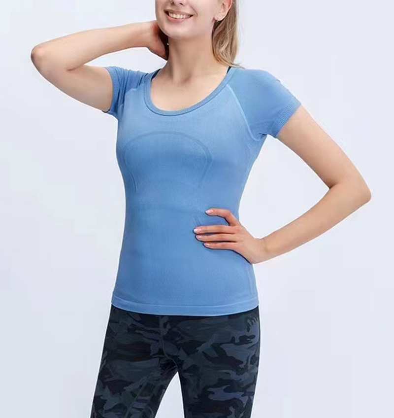Décontracté femmes vêtements de sport t-shirts à manches courtes vêtements de yoga vêtements de sport femme t-shirt col rond pull coton multicolore mode polyvalent slim fit t-shirts