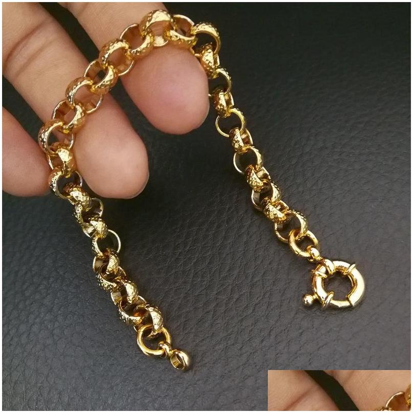 Cadena Link relleno de oro Belcher Bolt Anillo para hombres Pulseras sólidas para mujer Jewlyery en 18-24 cm de longitud Drop de entrega de joyas Dh2dw