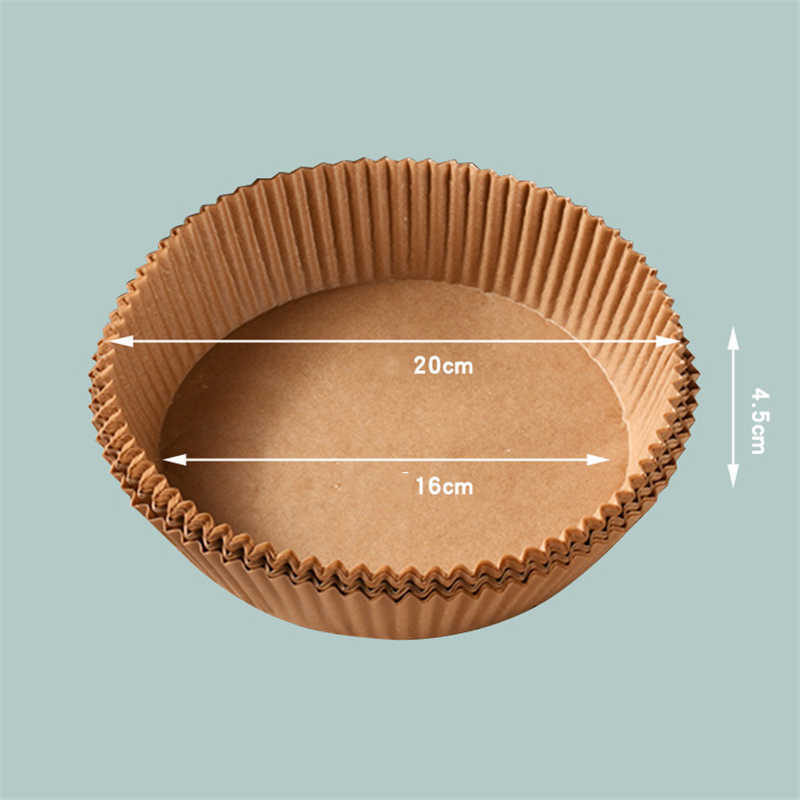 Nouveau 50/100 pièces papier de cuisson pour friteuse à Air pour plaque de Barbecue rond four pan Pad 16/20cm doublure en papier jetable résistant à l'huile