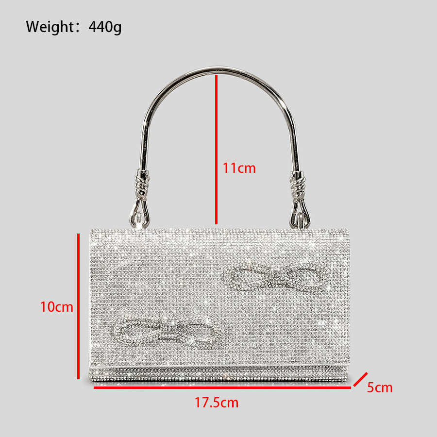 Umhängetaschen Mode Bogen Strass Abendtasche Designer Diamanten Box Damen Handtaschen Luxus Shinny Schulter Umhängetasche Kleine Klappe Geldbörsen