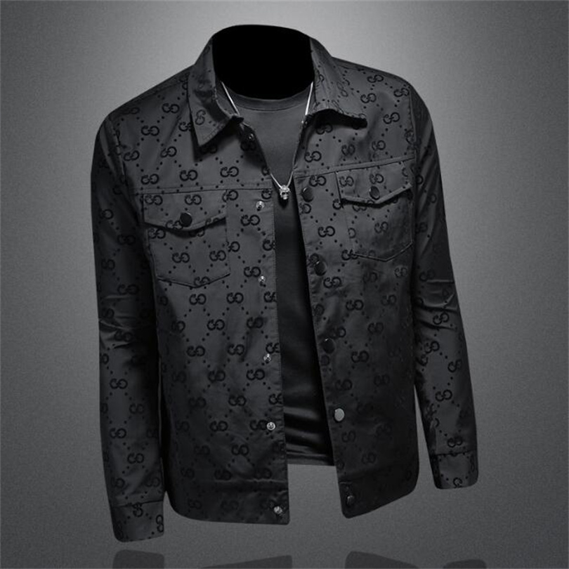 2023 Luxury Fashion Mens Jackets Hole Sleeves Trend Mens Clothing Autumn Fashion Classic Flip Collar Fashionable Printed Flocked Jacket Size M-5XL