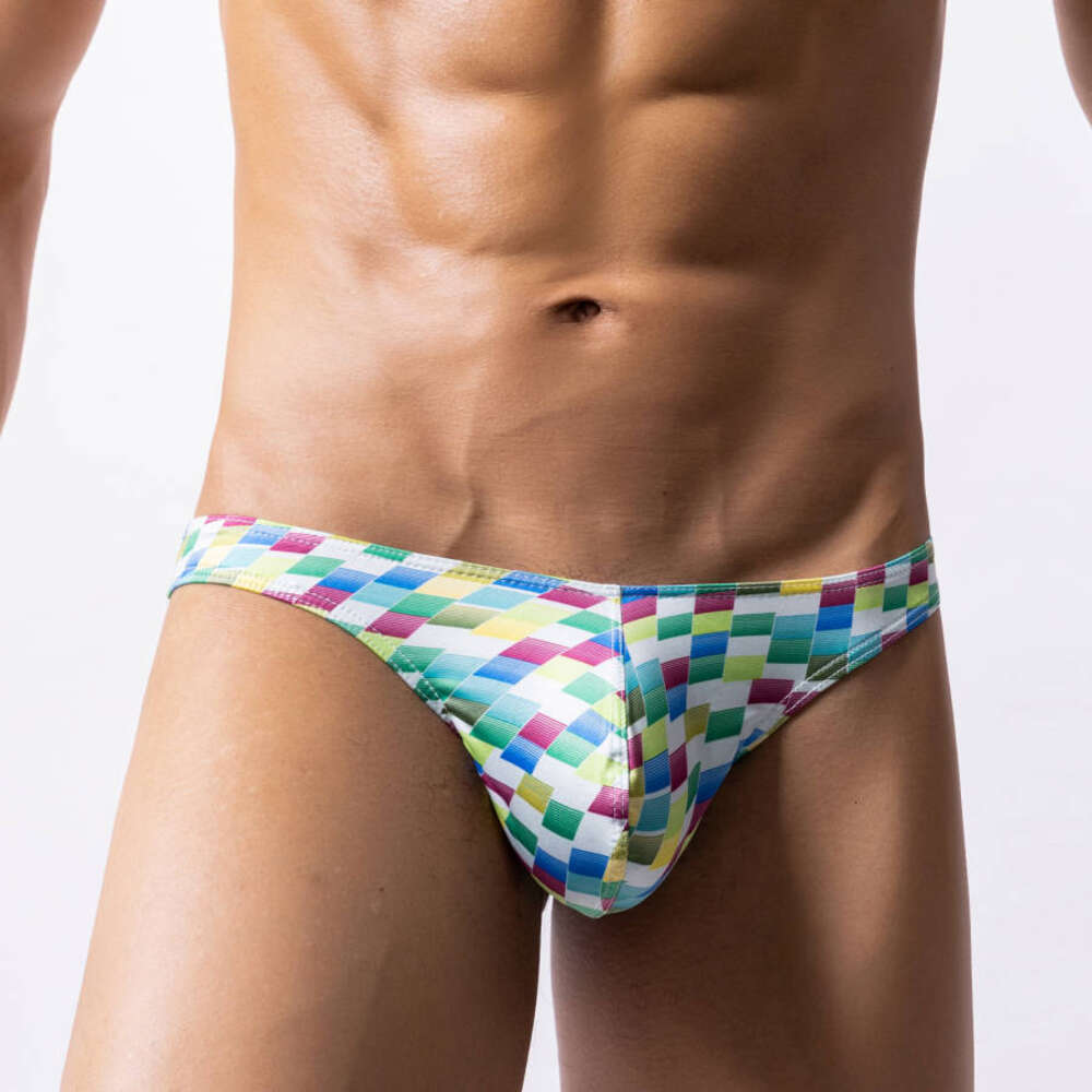 Gay Sexy Thong Underwear Men Print Thongs G Strings Stripe Plaid Tanga Hombre Micro String Male Bulge Pouch Panties