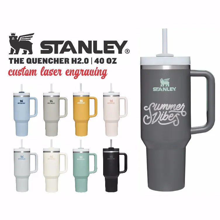 Cambutri di logo Stanley da 40 once con tazze per auto a manico con tazze isolate con coperchi in acciaio inossidabile in acciaio inossidabile Termos tazze