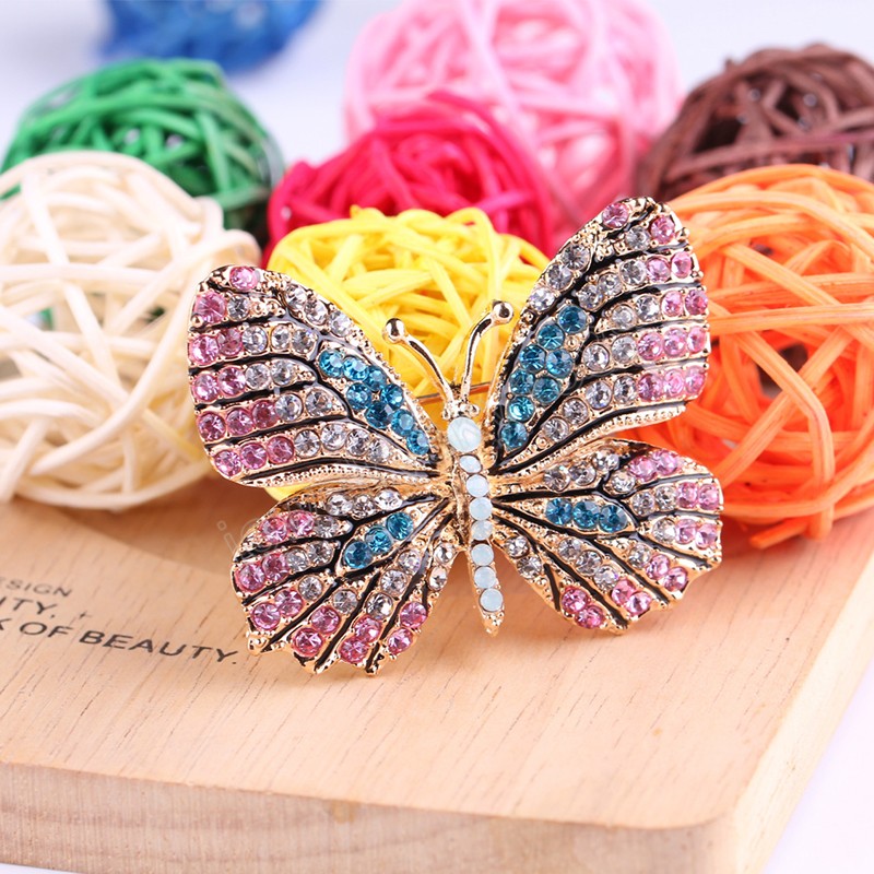 Large Rhinestones Butterfly Brooches For Women Luxury Crystal Insect Brooch Pin Fashion Elegant Coat Dress Brooch Jewelry Gifts