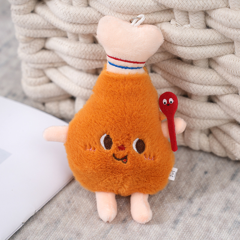 Söt Hamburg Hot Dog Chicken Leg Plush Pendant Small Doll Boutique Grab Machine Doll Bookbag Pendant Keychain