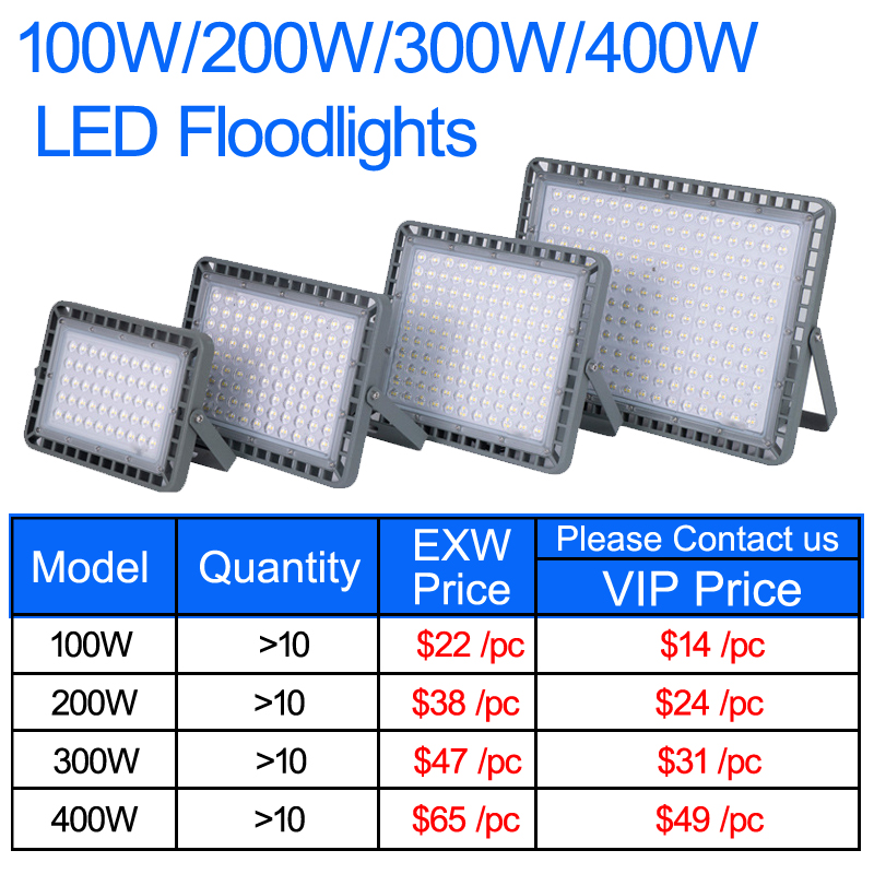 100W 200W 300W 400W LED Floodlights 150LM W RA80スタジアムランプフラッドライトアウトドア6500K IP67裏庭用芝生クレステ265U用防水