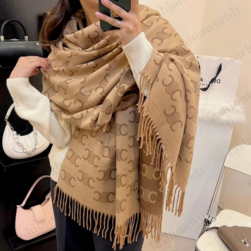 Classic Arc de Triomphe 100% Cashmere Designer Scarf Womens New Soft and Warm Mens Scarf Couple High end Letter Printed Tassel Shawl with Gift Box wholesale