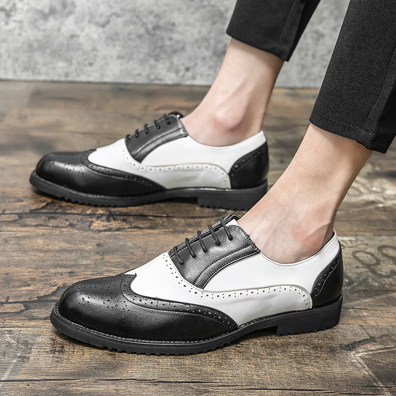Nouvelle-Britain Black White Patchwork Oxford Leather Chaussures Men de mariage Prom Prom Homecoming Footwear Sapatos Tenis masculino
