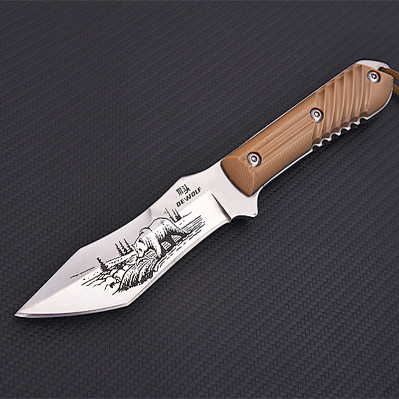 New A1921 Fixed Blade Knife 5Cr15Mov Mirror Polish Tanto Blade Full Tang ABS Handle Outdoor Camping Hiking Hunting Knives with Nylon Sheath