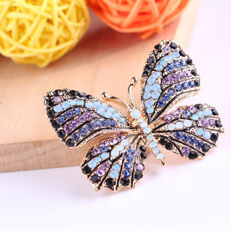 Large Rhinestones Butterfly Brooches For Women Luxury Crystal Insect Brooch Pin Fashion Elegant Coat Dress Brooch Jewelry Gifts