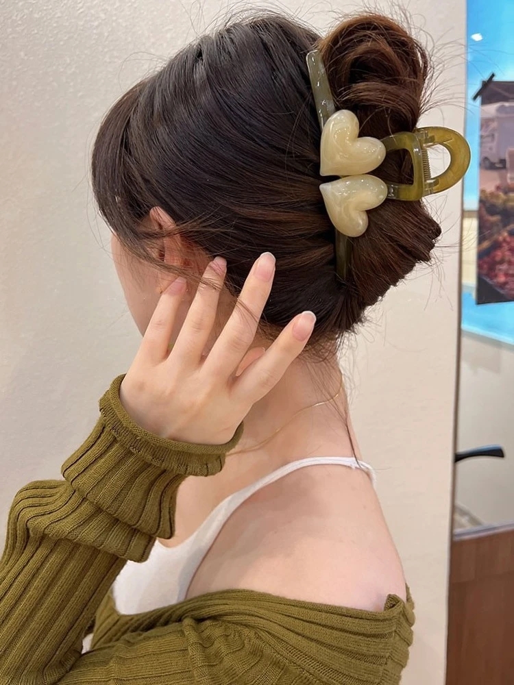 12,5 CM Frau Extra Große Gelee Doppelte Herz Haarspangen Haarspangen Mädchen Mode Acryl Haarspangen Waschen Gesicht Headwear Haarnadeln