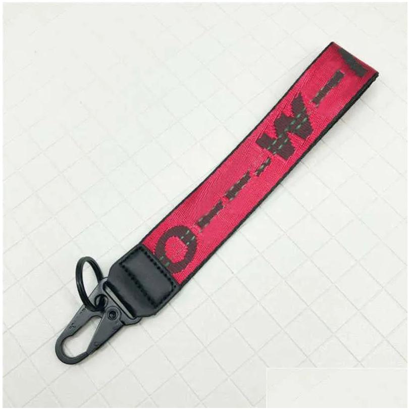 Keychains Lanyards Fashion Off White Luxury Keychain Key Chain Transparent Rubber Jelly Letter Print Men Women Canvas Camera Penda 8482