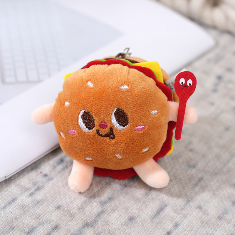 Söt Hamburg Hot Dog Chicken Leg Plush Pendant Small Doll Boutique Grab Machine Doll Bookbag Pendant Keychain