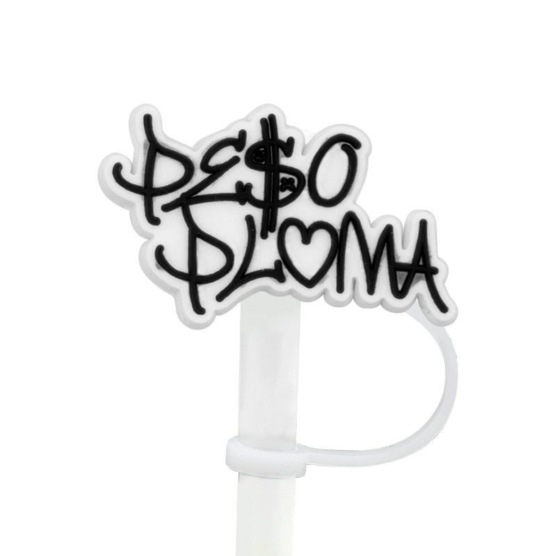 Custom peso pluma soft silicone straw toppers accessories cover charms Reusable Splash Proof drinking dust plug decorative 8mm straw party supplies