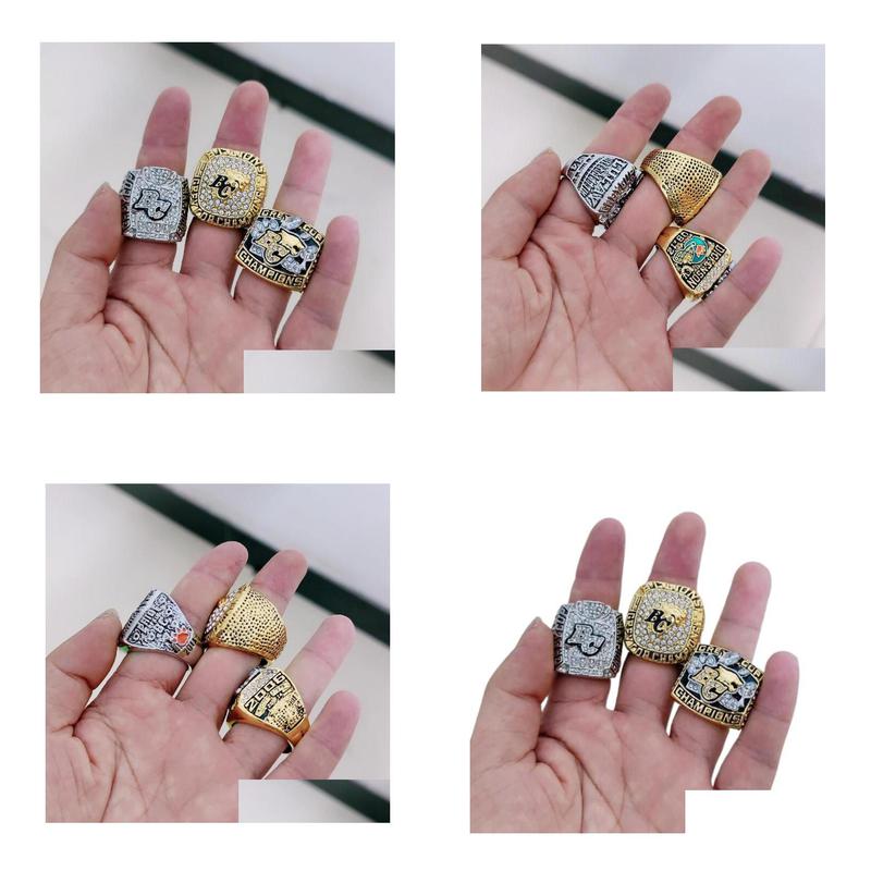 Cluster Rings 1994 2006 2011 BC Lions CFL Gray Cup Champions Ring مع Wooden Box Trovenir Men Gift Wholesa Dh4ko