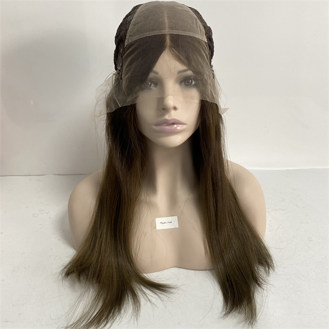 Peruvian Virgin Human Hair Kosher Wigs Silkeslen Straight Ombre Color T2/6 Spets Front Jewish Wig For White Women