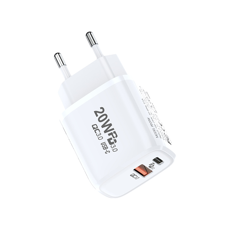 PD 20W Fast Charger Adapter QC3.0 USB C Snabbladdare Dual Ports USB Type C Laddare Väggadapter US EU UK Plug för Apple iPhone 14 13 12 11 Pro Max Opp Bag