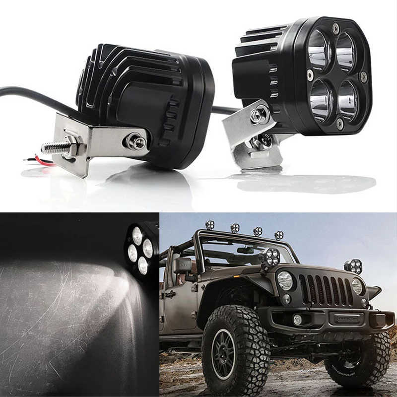 12V Motorcykel LED -strålkastare 6000K Dual Color IP 68 Vattentät kördimma lampa Offroad ATV Trucks Universal Worklamp Spotlights