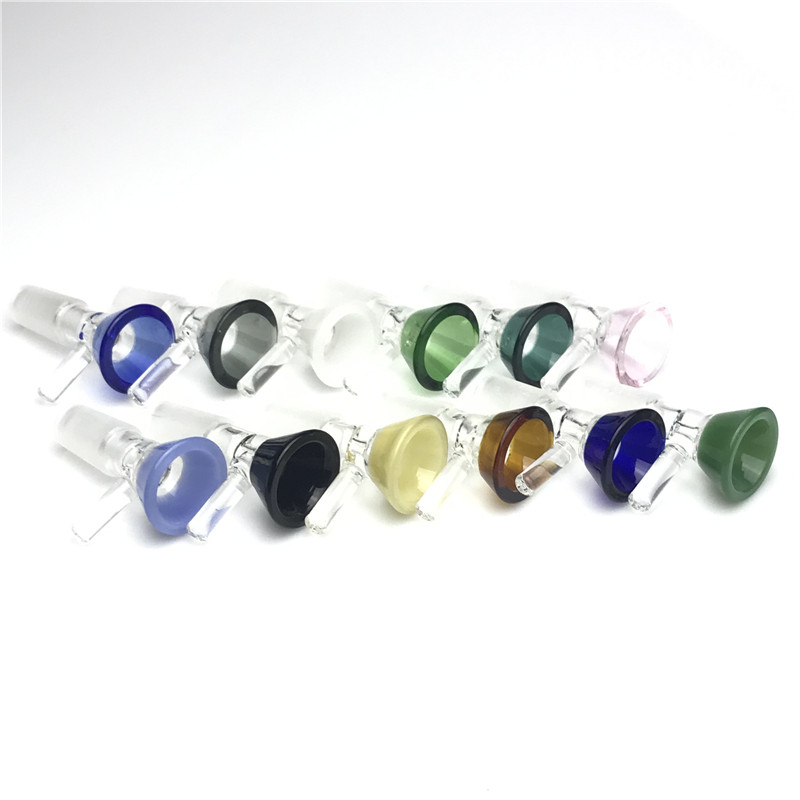 Tigelas de vidro coloridas masculinas de 14 mm e 18 mm com cores grossas de pirex para bongs para fumar cachimbos de água para bongos