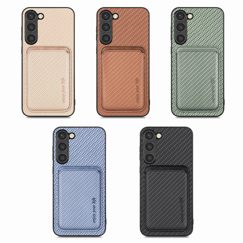 Nouveau étui de téléphone portefeuille carte en fibre de carbone magnétique mag coffre-fort portefeuille porte-carte couverture pour iPhone 15 14 13 12 Pro Max S23 S22 NOTE 20