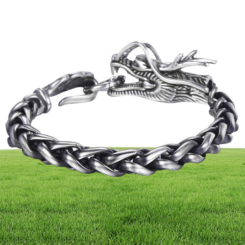 Davieslee Dragon Head Men039s Bracelet mâle en acier inoxydable 316L chaîne à maillons de blé bijoux Punk 9mm 215 cm DLHB450 21067626205