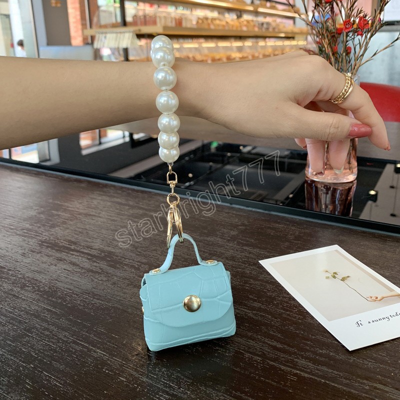 Cute Mini Soft Imitate Pearl Coin Purse Key Ring Small Earphone Box Soft Leather Key Organizer Bag Key Ring Wallet Pouch