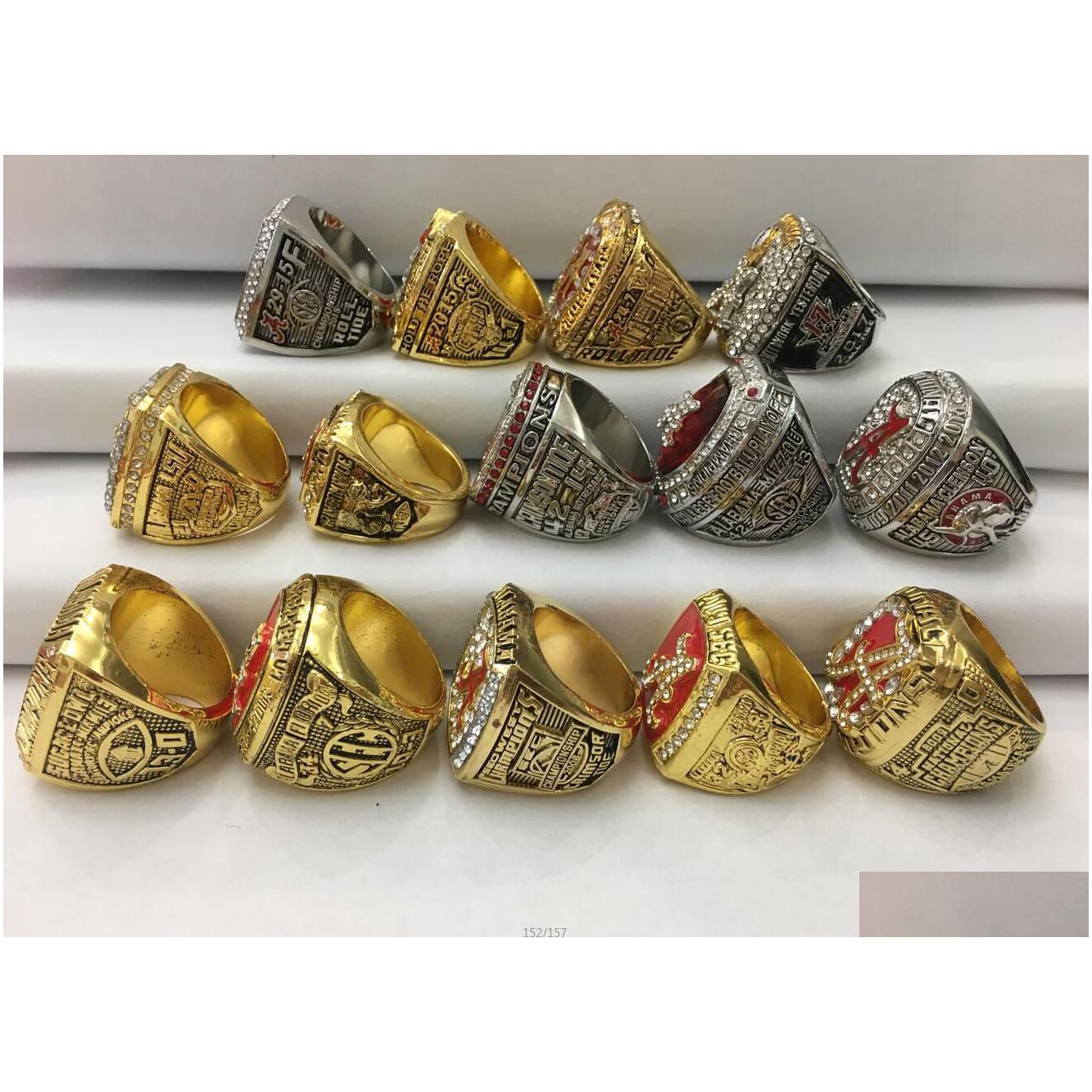 Cluster Rings Alabama Crimson Roll Tide National American Football Championship Ring Set Souvenir Men Fan Gift Wholesale Drop Dr Dhje1