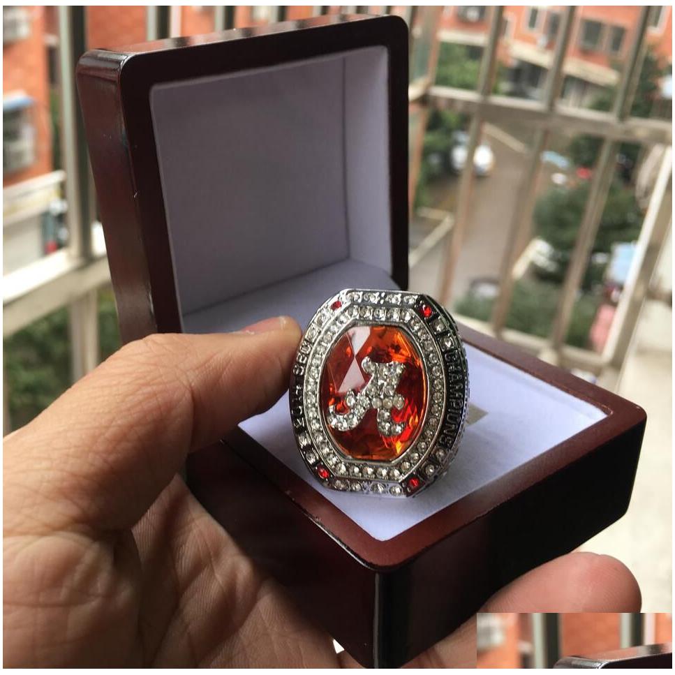 Cluster Rings Newest Alabama 2014 Roll Tide National College Football Championship Ring Souvenir Men Fan Gift Wholesale Drop Deli Dhuk4