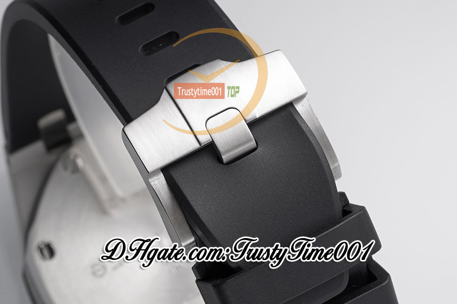 APF 42mm 25940 A3126 Automatisk kronograf MENS Titta på svart keramisk Bezel White Textured Dial siffer Markers Gummi Rem Super Edition TrustyTime001Wristwatch