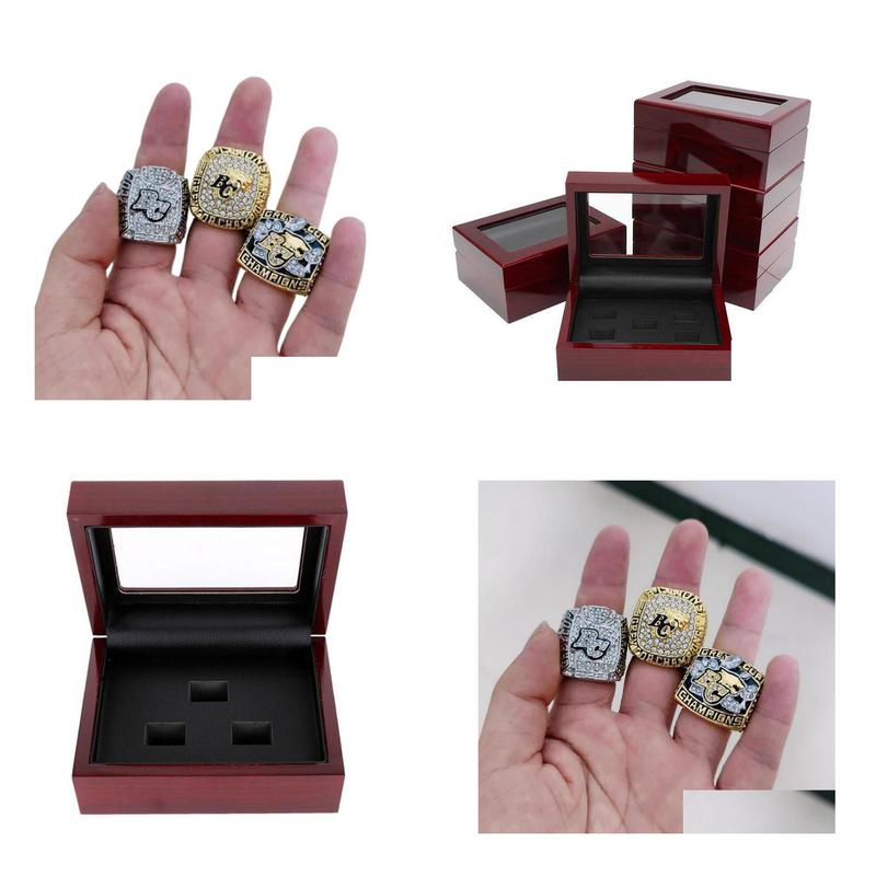 Cluster Rings 1994 2006 2011 Bc Lions Cfl Grey Cup Team Champions Championship Ring With Wooden Box Souvenir Men Fan Gift Wholesa Dh4Ko